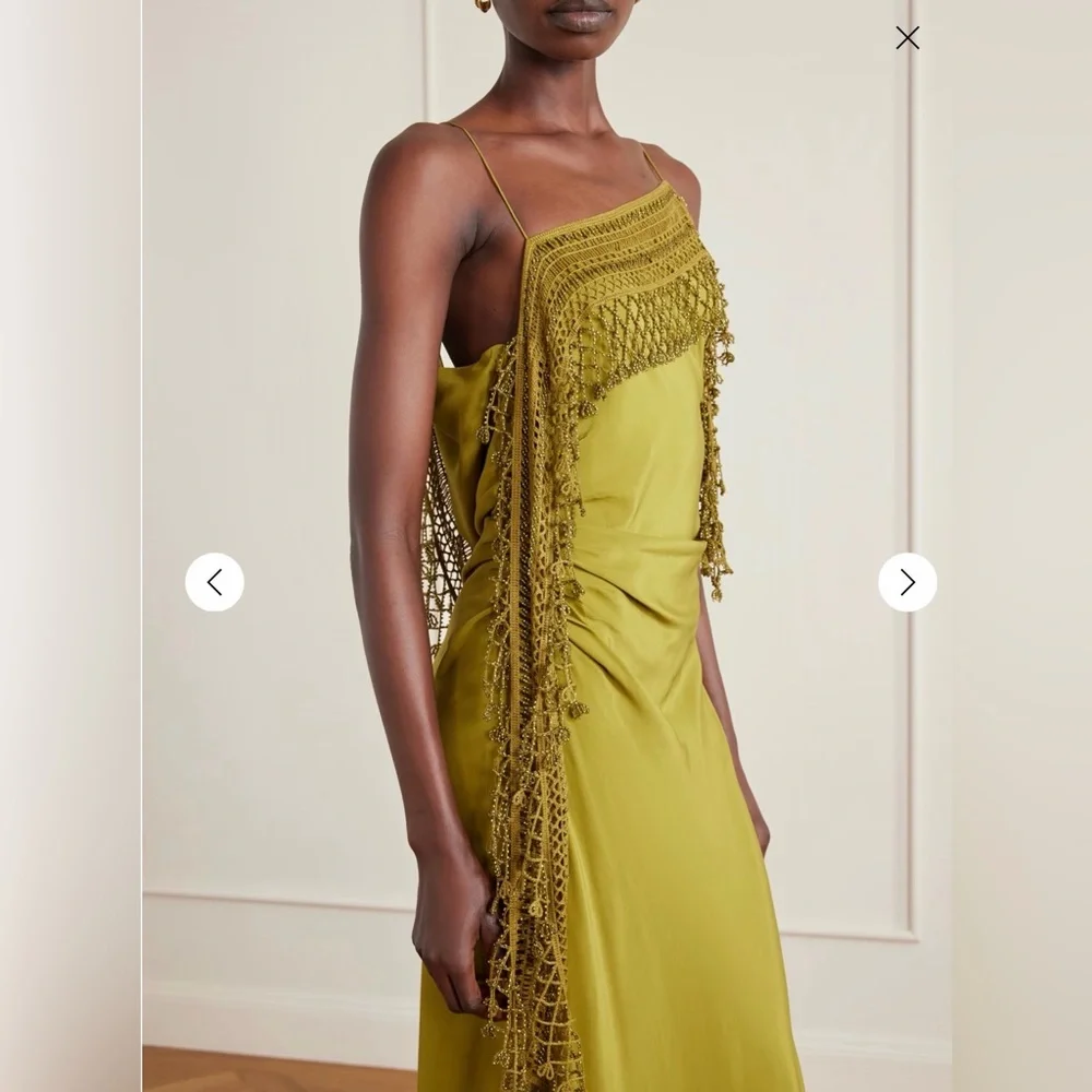 CHRISTOPHER ESBER DROPLET BEAD CROCHET TRIMMED CAMI DRESS - Picture 4 of 5